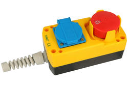 Switch; safety; push button; with socket; LAY5-JBPH2P-E; ON-OFF; mushroom; push-pull; with guard; 1 way; red; no backlight; bistable; screw; 5A; 250V AC; Yumo