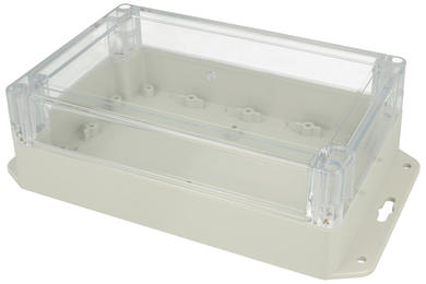 Enclosure; multipurpose; ZP180.120.60UJpH TM; ABS / PC; 180mm; 120mm; 60mm; IP65; light gray; with brass bushing; mounting brackets; transparent lid; hermetic; Kradex; RoHS