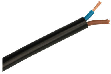 Wire; mains; H05VV-F (OWYo); 2x2,50mm2; stranded; Cu; black; round; PVC; 9,1mm; 300/500V; Elektrokabel; RoHS