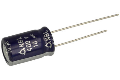 Kondensator; elektrolityczny; 10uF; 400V; NBL400VB10M 10x16; fi 10x16mm; 5mm; przewlekany (THT); luzem; Samyoung; RoHS