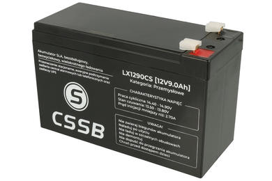 Rechargeable battery; lead-acid; maintenance-free; CS12V-9Ah; 12V; 9Ah; 151x65x94(101)mm; connector 6,3 mm; CSSB; 2,5kg