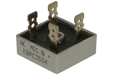 Bridge rectifier; KBPC2504; 25A; 400V; cube; connectors; typ FM 28,3x28,3x11mm Bridge rectifier; KBPC2504; 25A; 400V; cube; connectors; typ FM 28,3x28,3x11mm
