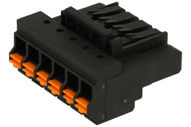 Terminal block; pluggable; 0150-2006; 6 ways; R=5,08mm; 27,9mm; 16A; 300V; for cable; straight; round hole; plug-in; black; Dinkle; RoHS