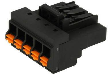 Terminal block; pluggable; 0150-2005; 5 ways; R=5,08mm; 27,9mm; 16A; 300V; for cable; straight; round hole; plug-in; black; Dinkle; RoHS