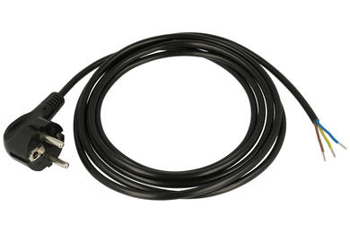 Cable; power supply; AS3489 2,5; wires; CEE 7/7 angled plug; 2,5m; black; 3 cores; 0,75mm2; round