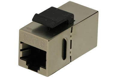 Adapter socket / socket; Keystone; Ks-RJ45X2-6; RJ45 cat 6; for panel; latch; straight; silver; Goobay; RoHS