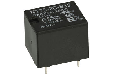 Relay; electromagnetic miniature; NT73-2CS12DC12V0.36; 12V; DC; SPDT; 12A; 125V AC; 12A; 28V DC; PCB trough hole; Forward Relays; RoHS