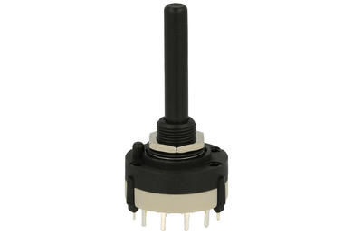 Switch; rotary; DS-4-SR26-NS-1; 3xON; 3 positions; bistable; panel mounting; through hole; 4 ways; black; 0,3A; 125V AC; 0,1A; 30V DC; white-black; plastic; Canal