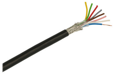 Wire; data transmission; Technotronik; LIYCY; 8x0,25mm2; stranded; Cu; black; PVC; round; shielded; 300V; 200m reel; Technokabel; RoHS