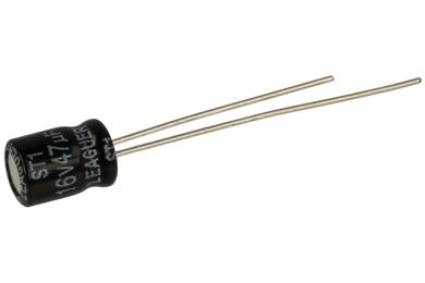 Capacitor; electrolytic; 47uF; 16V; ST1; ST11C470M0507; diam.5x7mm; 2mm; through-hole (THT); bulk; Leaguer; RoHS