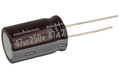 Capacitor; electrolytic; Low Impedance; 47uF; 250V; UPW2E470MHD; diam.16x26mm; through-hole (THT); bulk; Nichicon; RoHS