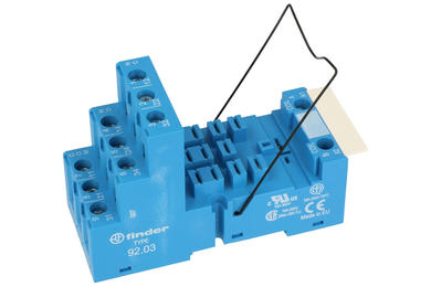 Relay socket; F92.03; panel mounted; DIN rail type; blue; with clamp; Finder; RoHS; Compatible with relays: 62.32; 62.33