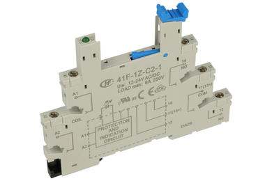 Relay socket; 41F-1Z-C2-1; DIN rail type; grey; Hongfa; RoHS; Compatible with relays: HF41