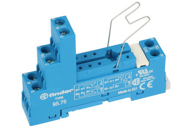Gniazdo przekaźnika; F95.75.SMA; śrubowy na panel; na szynę DIN35; niebieski; z obejmą; Finder; RoHS; Kompatybilne z przekaźnikami: RM85; RM84; HF115; 40.61; 40.52; RM94
