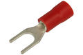 Cord end terminal; M4; fork; insulated; KWIM4R; red; straight; for cable; 0,5÷1,5mm2; tinned; crimped