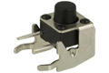 Tact switch; 6x6mm; 6mm; KLS7-TS6606-6-180; 2,7mm; through hole; angle; 2 pins; black; OFF-(ON); no backlight; 50mA; 12V DC; 180gf; KLS; RoHS