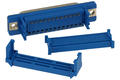 Socket; D-Sub; Canon 25p; DS1036-25FPU2PX-YT; 25 ways; for flat cable; crimped; straight; blue; plastic; gold plated; screwed; Connfly; RoHS