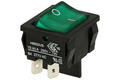 Przełącznik; klawiszowy (kołyskowy); H8653VBBG3; ON-OFF; 2 tory; zielony; podświetlenie neonówka 250V; zielony; bistabilny; konektory 4,8x0,8mm; 19,1x21,9mm; 2 pozycje; 10A; 250V AC; Bulgin