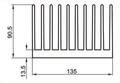 Heatsink; FX395; without holes; blackened; 110mm; ribbed; 0,6K/W; 135mm; 90,5mm; RoHS