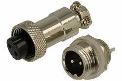 Złącze; C01/2p.; 2 tory; lutowany; 0,5mm2; 6mm; gniazdo na przewód + wtyk na panel; 12mm; czarny; srebrny; 5A; DAFA LINKER; RoHS