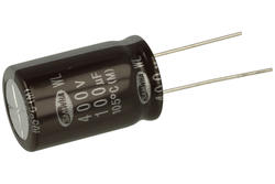 Kondensator; elektrolityczny; niskoimpedancyjny; 100uF; 400V; WL2G107M18029BB; fi 18x31,5mm; 7,5mm; przewlekany (THT); luzem; Samwha; RoHS