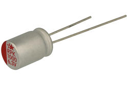 Kondensator; elektrolityczny; niskoimpedancyjny; polimerowy; 1000uF; 6,3V; RPK; RPK0J102M0812; 20%; fi 8x12mm; 3,5mm; przewlekany (THT); luzem; -55...+125°C; 15mOhm; 2000h; Leaguer; RoHS