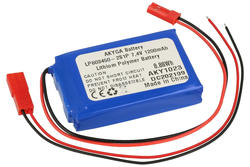 Rechargeable battery; Li-Po; LP603450-2S1P; 7,4V; 1200mAh; 12x34x50mm; PCM protection; connector + socket 2,54*2pins; AKYGA; RoHS