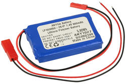 Rechargeable battery; Li-Po; LP453350-2S1P; 7,4V; 800mAh; 9x33x50mm; PCM protection; connector + socket 2,54*2pins; AKYGA; RoHS