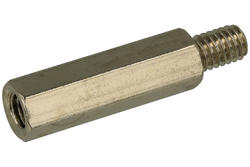 Spacers; DMM4ZW20; M4; external/internal; 20mm; 6mm; 7mm; 6mm; screwed spacer sleeve; hexagonal; brass; KLS; RoHS