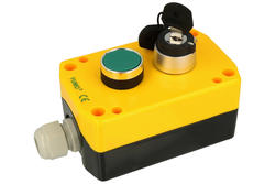 Switch; push button; key switch; in box; SDL16-JBPC2AD; ON-(OFF)+OFF-(ON); 2 ways; 30°; 2 positions; momentary; bistable; in the housing; screw; 5A; 250V AC; 22mm; plastic; IP54; YUMO