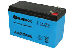 Akumulator; kwasowy bezobsługowy AGM; TB-12-7,2-AA; 12V; 7,2Ah; 151x65x94(101)mm; konektor 4,8 mm; Bluebox; 2,5kg