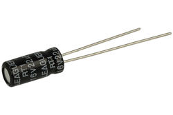 Kondensator; elektrolityczny; 22uF; 16V; RT1; KE 22/16/5x11t; fi 5x11mm; 2mm; przewlekany (THT); luzem; Leaguer; RoHS
