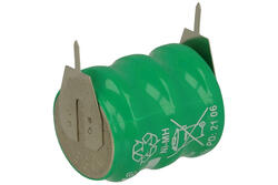 Rechargeable battery; Ni-Mh; MH80B3AL2; 3,6V; 80mAh; fi 15,6(21)x19,2mm; for PCB horizontal; 2 pins; Kinetic