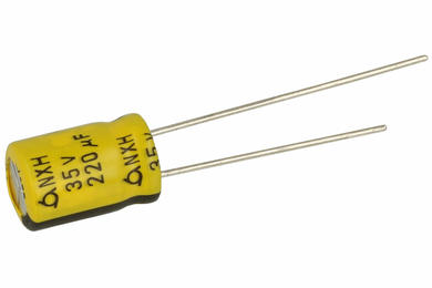 Capacitor; Low Impedance; electrolytic; 220uF; 35V; NXH35VB220 M8x11.5; diam.8x11,5mm; 3,5mm; through-hole (THT); bulk; Samyoung; RoHS