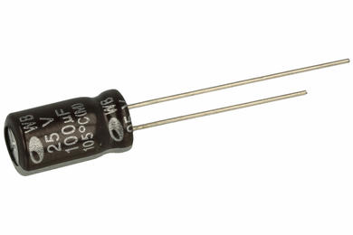 Capacitor; Low Impedance; electrolytic; 100uF; 25V; WB1E107M6L011BB; diam.6,3x11mm; 2,5mm; through-hole (THT); bulk; Samwha; RoHS