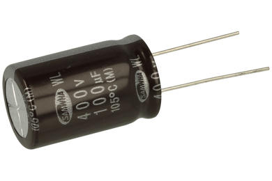Kondensator; niskoimpedancyjny; elektrolityczny; 100uF; 400V; WL2G107M18029BB; fi 18x31,5mm; 7,5mm; przewlekany (THT); luzem; Samwha; RoHS