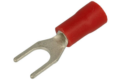 Cord end terminal; M4; fork; insulated; 01101-SVM1.25-4; red; straight; for cable; 0,5÷1,5mm2; tinned; crimped