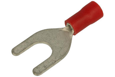 Cord end terminal; M6; fork; insulated; KWIM6R; red; straight; for cable; 0,5÷1,5mm2; tinned; crimped
