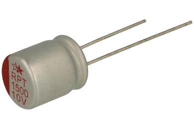 Capacitor; electrolytic; Low Impedance; polymer; 1500uF; 10V; RPZ; RPZ1A152M1012; 20%; fi 10x12mm; 5mm; through-hole (THT); bulk; -55...+105°C; 7mOhm; 2000h; Leaguer; RoHS