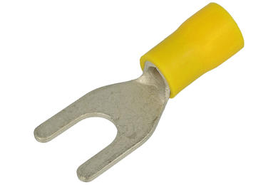 Cord end terminal; M6; fork; insulated; KWIM6Y; yellow; straight; for cable; 4÷6mm2; crimped