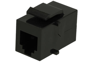 Adapter gniazdo / gniazdo; Keystone; Ks-RJ45X2-6p6c; RJ45; na panel; zatrzaskowe; proste; czarny