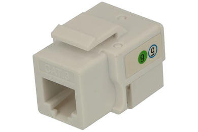 Socket; Keystone; Ks-RJ45 6p4c; RJ45 cat 3; for cable; latch; straight; white