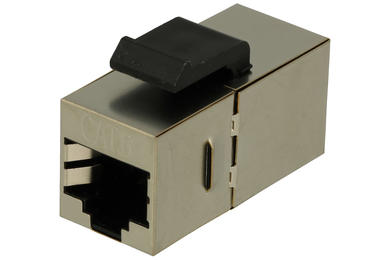 Adapter gniazdo / gniazdo; Keystone; Ks-RJ45X2-8p8c; RJ45 cat 6; na panel; zatrzaskowe; proste; srebrny