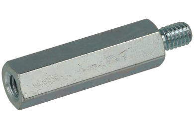 Spacers; DMM4ZW25; M4; external/internal; 25mm; 7mm; 7mm; screwed spacer sleeve; hexagonal; galvanised steel; RoHS