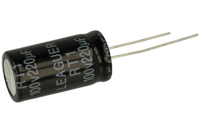 Kondensator; elektrolityczny; 220uF; 100V; RT1; RT12A221M1326; fi 13x26mm; 5mm; przewlekany (THT); luzem; Leaguer; RoHS