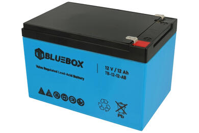 Rechargeable battery; lead-acid; maintenance-free; TB-12-12-AB; 12V; 12Ah; 151x98x94(100)mm; connector 6,3 mm; Bluebox; 3,1kg