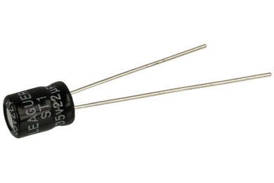 Capacitor; mini; electrolytic; 22uF; 35V; ST1; ST11V220M0507; diam.5x7mm; 2mm; through-hole (THT); bulk; Leaguer; RoHS