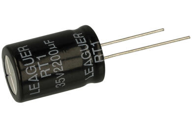 Capacitor; electrolytic; 2200uF; 35V; RT1; KE2200/35/16x25t; diam.16x26mm; 7,5mm; through-hole (THT); bulk; Leaguer; RoHS