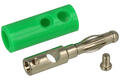 Banana plug; 4mm; 25.419.4; green; 41mm; pluggable (4mm banana socket); screwed; 32A; 60V; nickel plated brass; ABS; Amass; RoHS