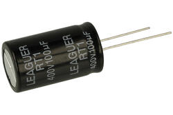Kondensator; elektrolityczny; 100uF; 400V; RT1; RT12G101M1832; fi 18x35,5mm; 7,5mm; przewlekany (THT); luzem; Leaguer; RoHS